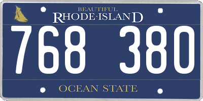 RI license plate 768380