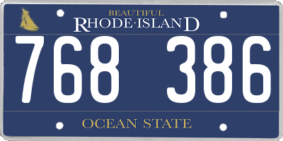 RI license plate 768386