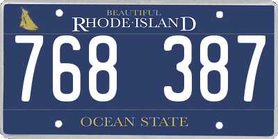 RI license plate 768387