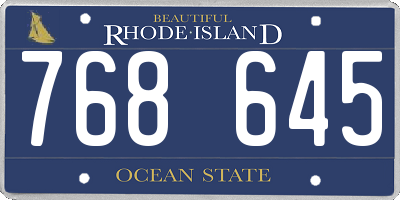 RI license plate 768645