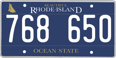 RI license plate 768650