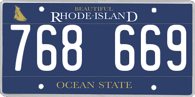 RI license plate 768669