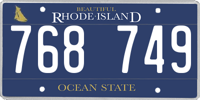 RI license plate 768749