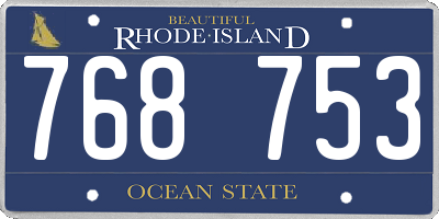 RI license plate 768753