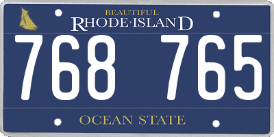 RI license plate 768765