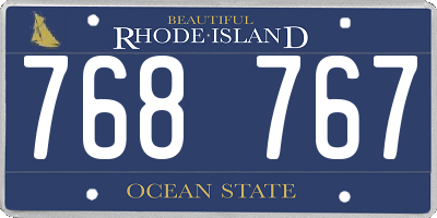 RI license plate 768767