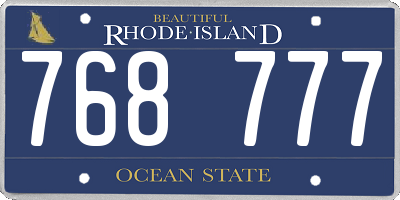 RI license plate 768777