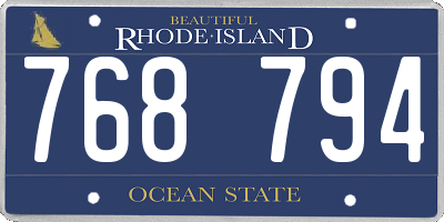 RI license plate 768794