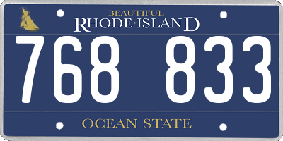 RI license plate 768833