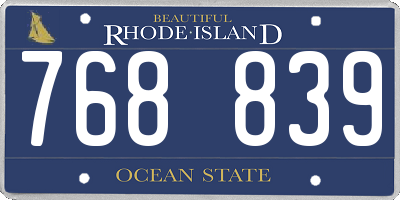 RI license plate 768839