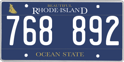 RI license plate 768892