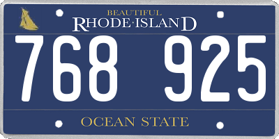 RI license plate 768925