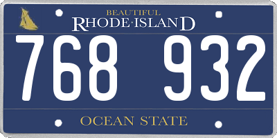 RI license plate 768932