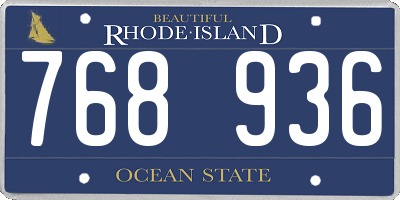 RI license plate 768936