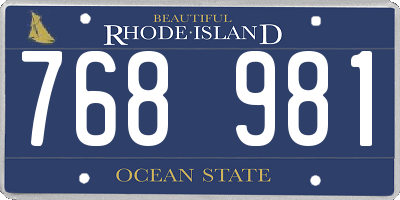 RI license plate 768981
