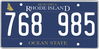 RI license plate 768985