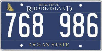 RI license plate 768986