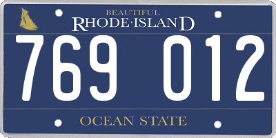 RI license plate 769012