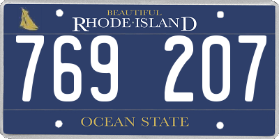 RI license plate 769207