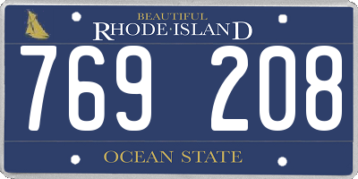 RI license plate 769208