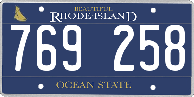 RI license plate 769258