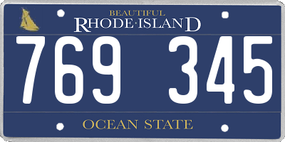 RI license plate 769345