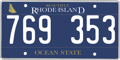 RI license plate 769353