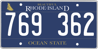 RI license plate 769362
