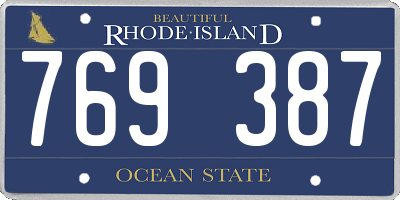 RI license plate 769387