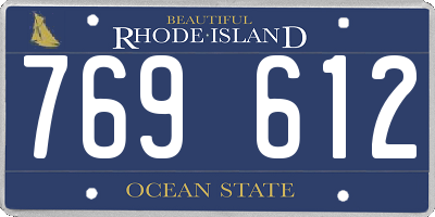 RI license plate 769612