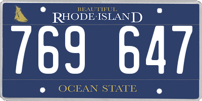 RI license plate 769647