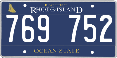 RI license plate 769752
