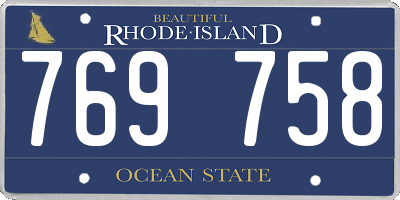 RI license plate 769758