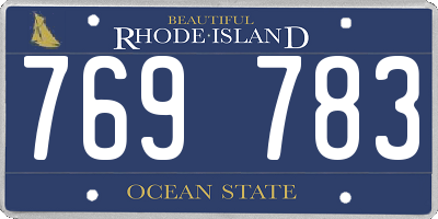 RI license plate 769783