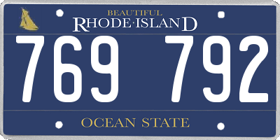 RI license plate 769792