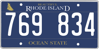 RI license plate 769834