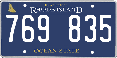 RI license plate 769835