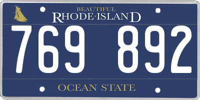 RI license plate 769892