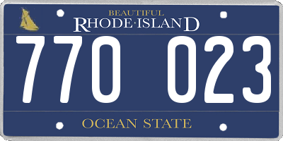 RI license plate 770023