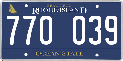 RI license plate 770039