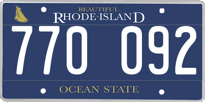 RI license plate 770092