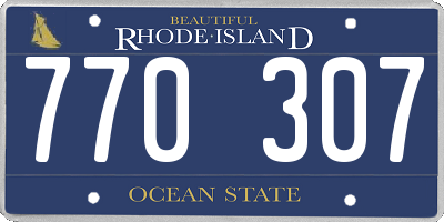 RI license plate 770307