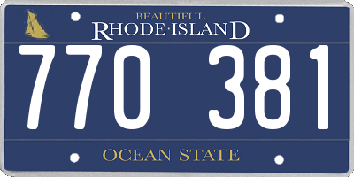 RI license plate 770381