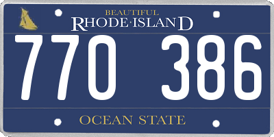 RI license plate 770386
