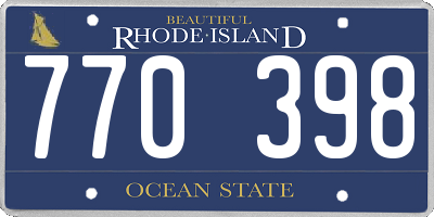 RI license plate 770398