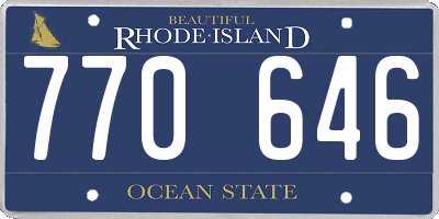 RI license plate 770646
