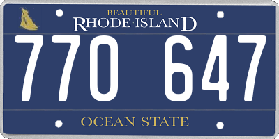 RI license plate 770647
