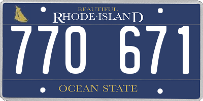 RI license plate 770671