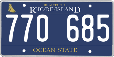 RI license plate 770685