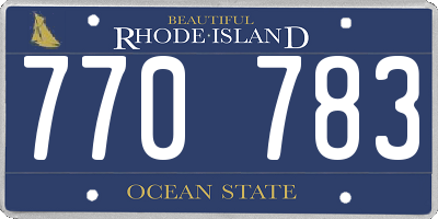 RI license plate 770783